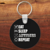 Porte-clés Manger. Dormir. Antiquités. Recommencer (Recto)