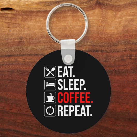 Porte-clés Manger. Dormir. Café. Recommencer (Verso)