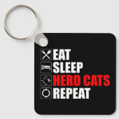 Porte-clés Manger. Dormir. Chats de troupeau. Recommencer (Recto)
