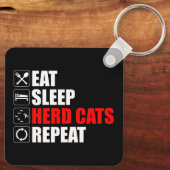Porte-clés Manger. Dormir. Chats de troupeau. Recommencer (Verso)