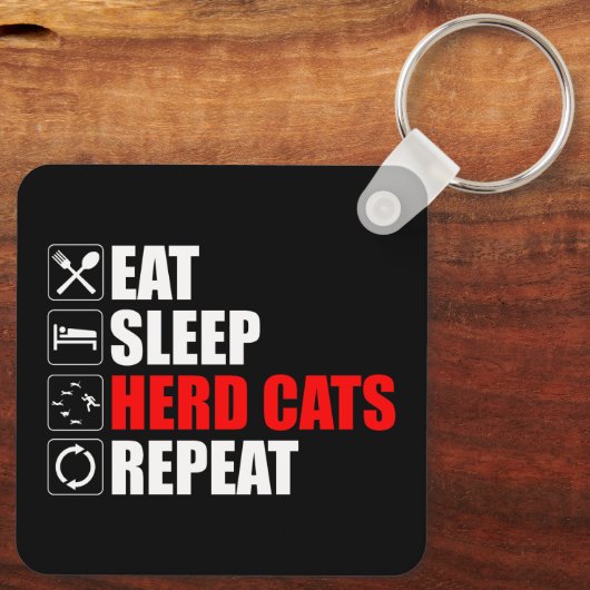 Porte-clés Manger. Dormir. Chats de troupeau. Recommencer (Verso)