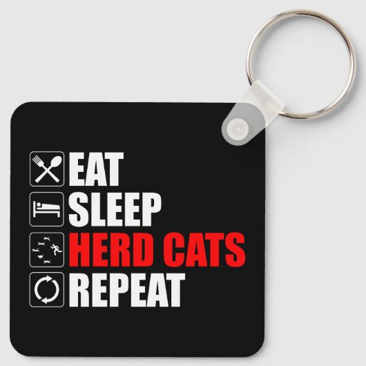 Porte-clés Manger. Dormir. Chats de troupeau. Recommencer (Dos)