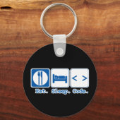 Porte-clés manger dormir coder (html) (Recto)