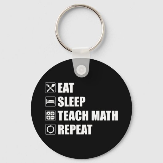 Porte-clés Manger. Dormir. Enseigner les maths. Recommencer (Recto)