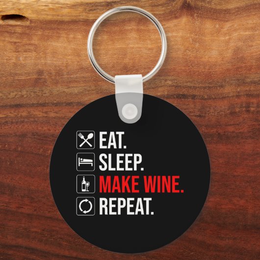 Porte-clés Manger. Dormir. Fais Du Vin. Recommencer (Verso)