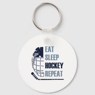 Porte-clés Manger Dormir Hockey Répéter Masque Drôle Bâton Ho
