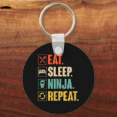 Porte-clés Manger Dormir Ninja Répéter Drôle Ninja Martial (Recto)