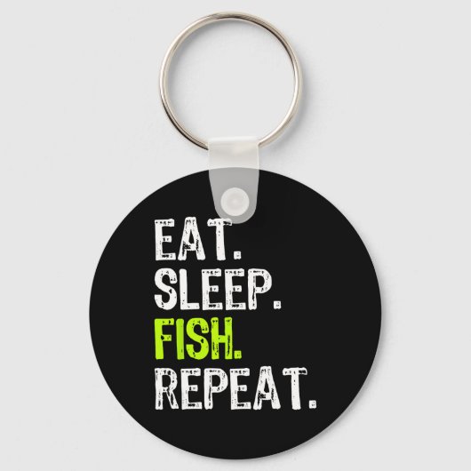 Porte-clés Manger Dormir Poisson Répéter Pêche Pêcheur Drôle (Recto)