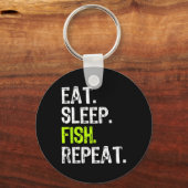 Porte-clés Manger Dormir Poisson Répéter Pêche Pêcheur Drôle (Recto)