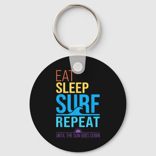 Porte-clés Manger dormir surfer répéter couleurs rétro couche (Recto)