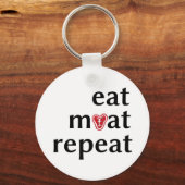 Porte-clés Manger la viande répéter drôle carnivore porte - c (Recto)
