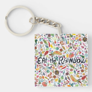 Porte-clés MANGER LES fruits colorés RAINBOW légume aquarelle