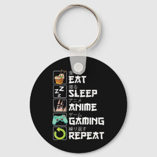 Porte-clés Manger Sleep Anime Jeu Répétition Kawaii Otaku Ani