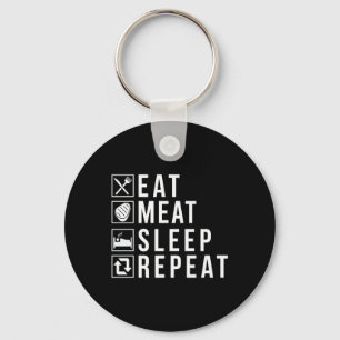 Porte-clés Manger Viande Dormir Répéter Bbq Grill Beef Premiu