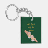 Porte-clés Mangez, Buvez et soyez Joyeux, Joyeux, Noël, Rétro (Devant gauche)