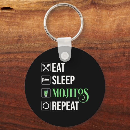Porte-clés Mangez des mojitos du sommeil Répéter (Recto)