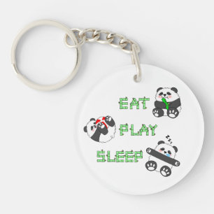 Porte-clés Mangez Jouer Sleep Cute Baby Panda Vie Confortable