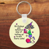 Porte-clés Mangez plus de gâteau Humour d'anniversaire (Recto)