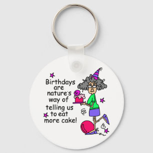 Porte-clés Mangez plus de gâteau Humour d'anniversaire