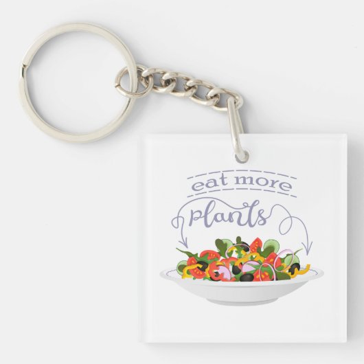 Porte-clés Mangez plus de plantes frais motivation salade let (Devant)