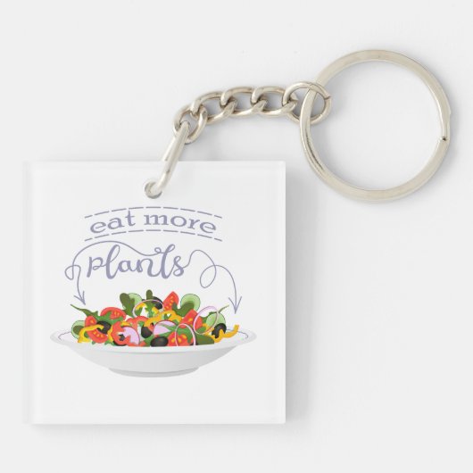 Porte-clés Mangez plus de plantes frais motivation salade let (Dos)