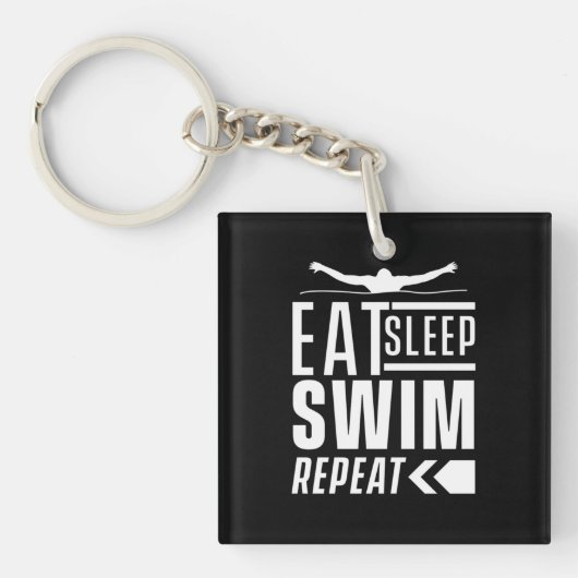 Porte-clés Mangez Sleep Swim Répéter (Devant)