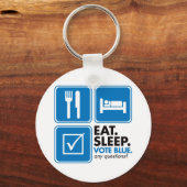 Porte-clés Mangez Sleep Vote Blue (Recto)