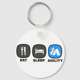 Porte-clés Mangez. Sommeil. Agilité. Bleu