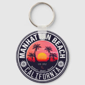 Porte-clés Manhattan Beach Ca Retro Sunset Palm Trees 60 ans (Verso)