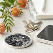 Porte-clés Manhattan New York nuit Noir et blanc (Côté)