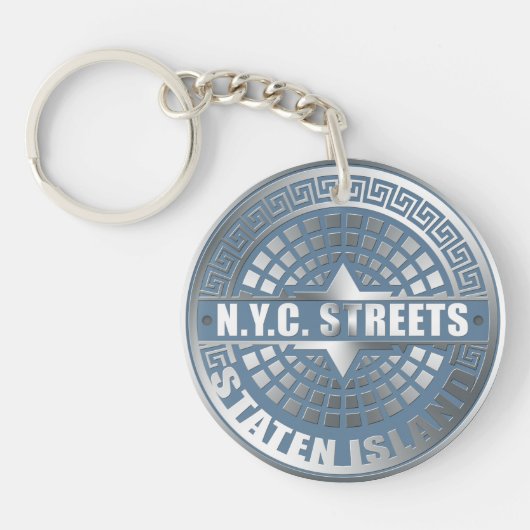 Porte-clés Manhole Staten Island Blue (Devant)