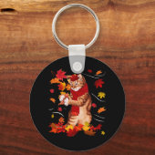 Porte-clés Maple Cat Automne Maple Hello Fall Leaf Cadeau Fem (Recto)