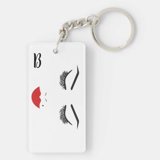 Porte-clés Maquillage de beauté cils et lèvres rouges Chic (Dos)