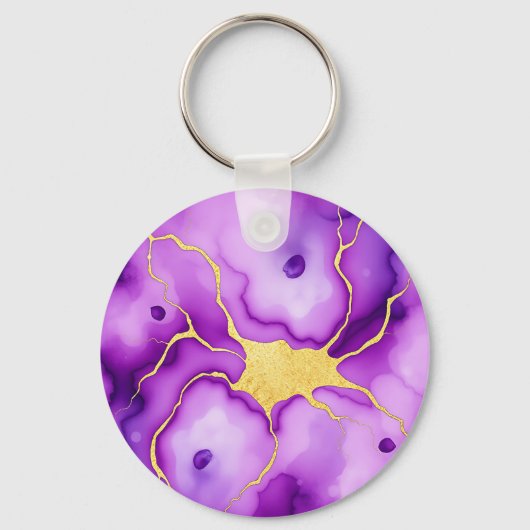 Porte-clés Marbre Abstrait à Motif Or Pourpre (Recto)