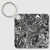 Porte-clés Marbre Abstrait noir et blanc liquide (Recto)