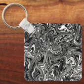 Porte-clés Marbre Abstrait noir et blanc liquide (Recto)