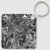 Porte-clés Marbre Abstrait noir et blanc liquide (Dos)