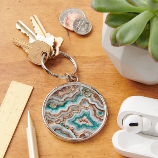 Porte-clés Marbre Aqua Turquoise Blush Rose Gold (Bureau)