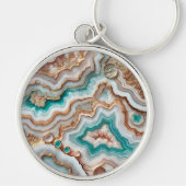 Porte-clés Marbre Aqua Turquoise Blush Rose Gold (Devant)