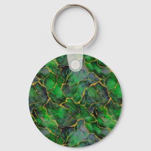Porte-clés Marbre aux veines vert émeraude et or