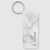 Porte-clés Marbre blanc Modern Script Nom personnalisé (Recto)