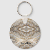 Porte-clés Marbre blanc or craquelé moderne (Recto)