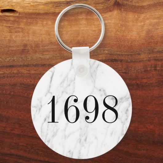 Porte-clés Marbre blanc pierre classe numéro de chambre d'hôt (Recto)
