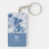 Porte-clés marbre bleu abstrait motif côtier (Dos)