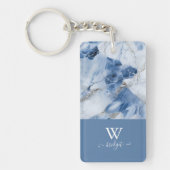 Porte-clés marbre bleu abstrait motif côtier (Devant)