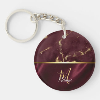 Porte-clés Marbre Bourgogne Or & Monogramme Satin