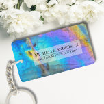 Porte-clés Marbre coloré élégant Pierre Nom moderne<br><div class="desc">La superbe photo en pierre de labradorite en arc-en-ciel colorée en arc-en-ciel offre un cadre parfait pour un design simple et moderne. Il s'agit d'un closep d'une véritable pierre naturelle en labradite avec le bleu, le violet, le rose, le jaune et le vert. Ils peuvent être utilisés pour n'importe quelle...</div>