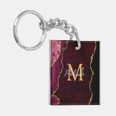 Porte-clés Marbre d'agate rouge et or (Devant gauche)