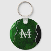 Porte-clés Marbre d'agate vert et argent (Verso)