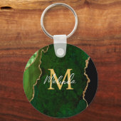 Porte-clés Marbre d'agate vert et or (Verso)